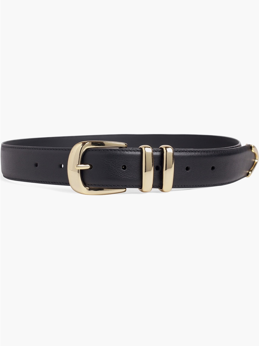 Favorite Daughter The Jordan Leather Belt in Dark Brown/Gold